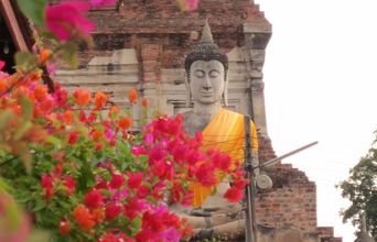Stone Statue Of Buddha In Ayutthaya