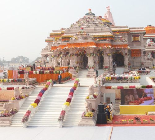 Glimpses of Pran Pratishtha ceremony of Shree Ram Janmaboomi Temple in Ayodhya, Uttar Pradesh on January 22, 2024. PM presents on the occasion.